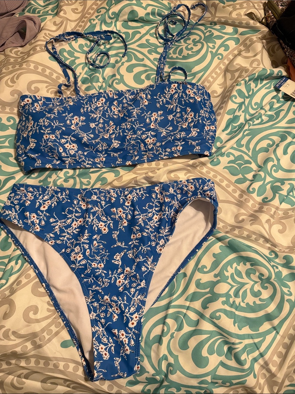Blue Floral Two-Piece Bikini Set
